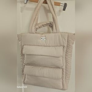 Beige Quilted Tote Bag
